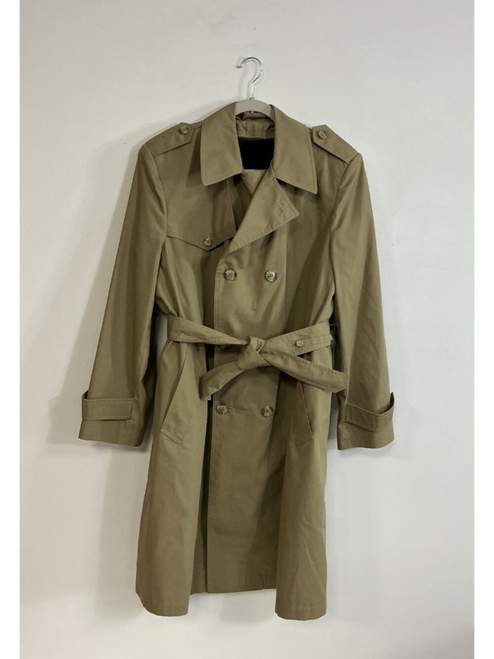 Vintage Trench Coat Belted Faux Fur Lined Mens 38 Small